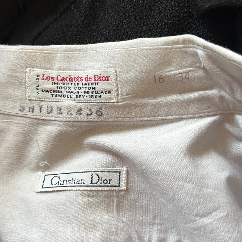 Vintage VTG Christian Dior Light Grey Button Down 16 34 - Picture 4 of 5